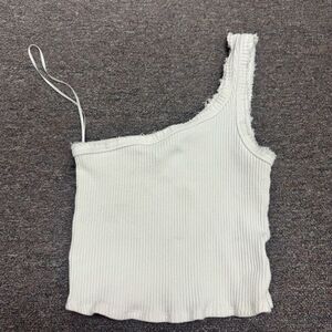 Urban Outfitters Ribbed One Shoulder White Crop Top Size Small